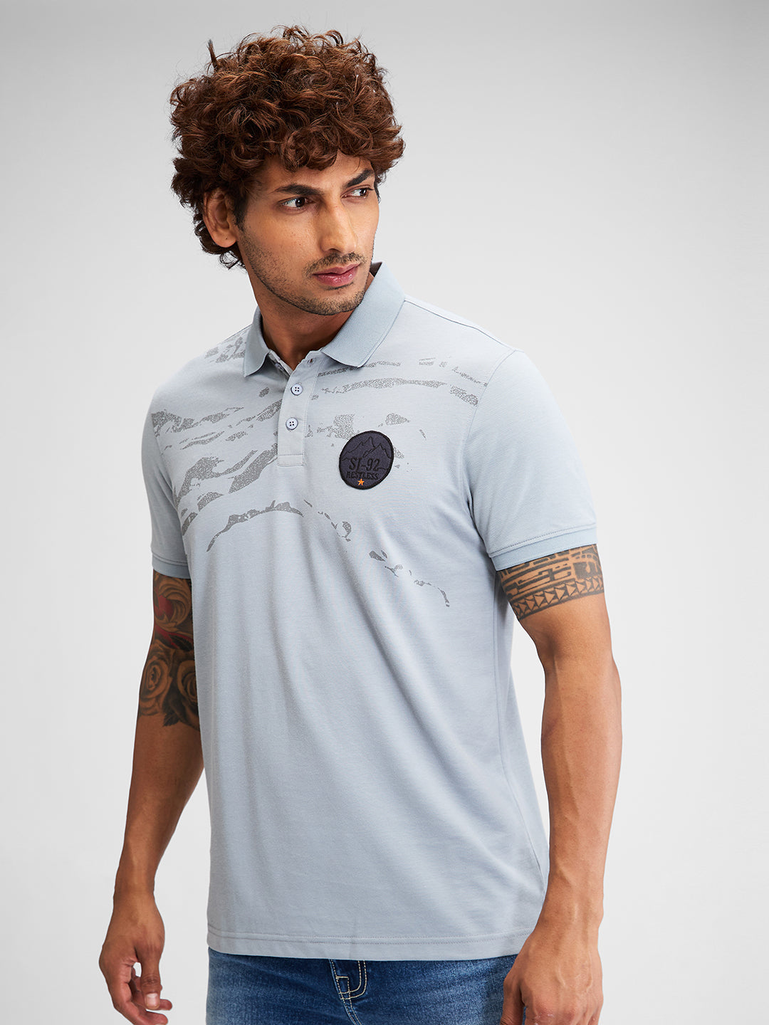 Spykar Men Solid Gray Slim Fit Half Sleeves T-Shirt