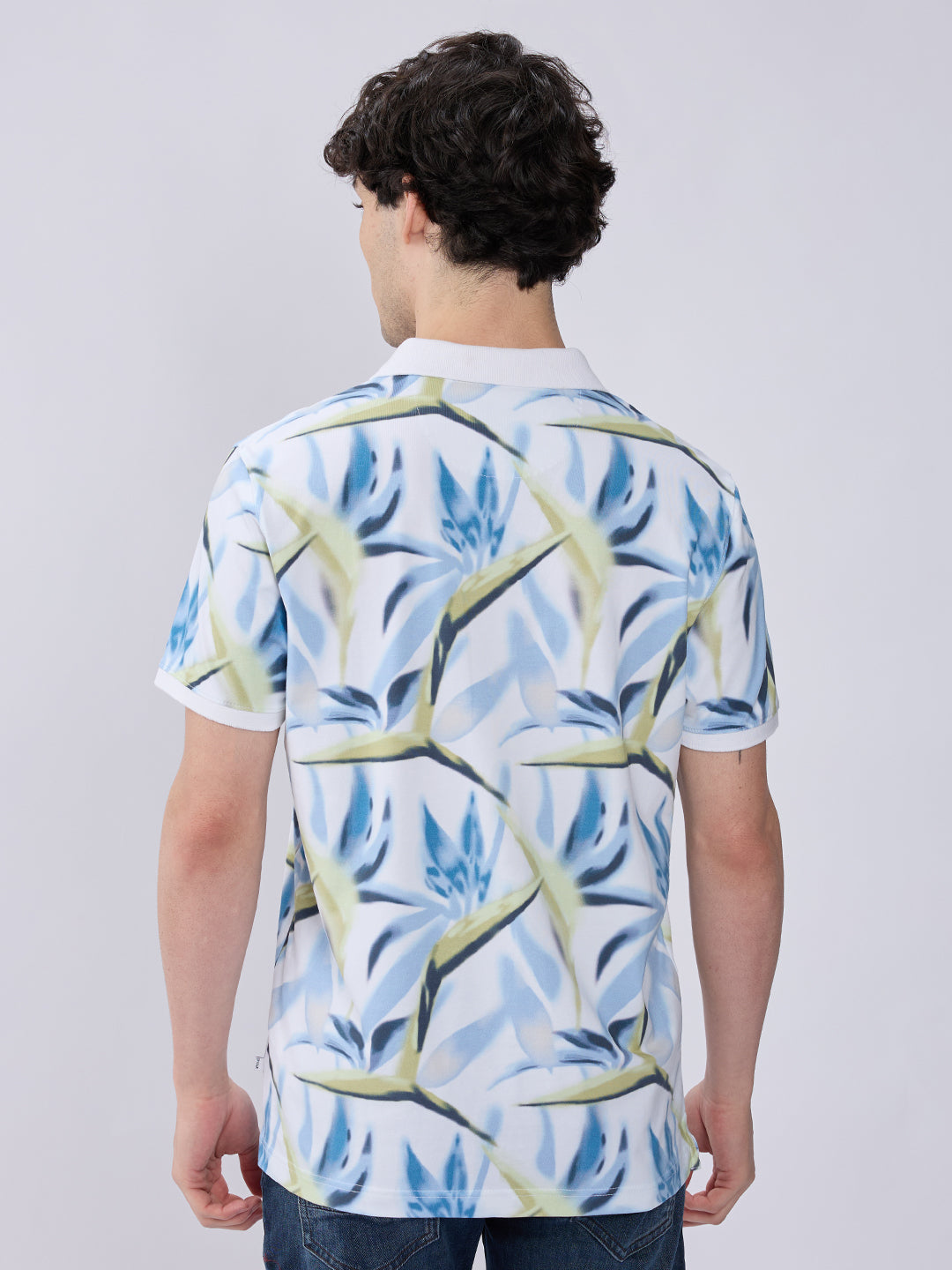 Spykar Cameo Blue Slim Fit Casual T-Shirts For Men