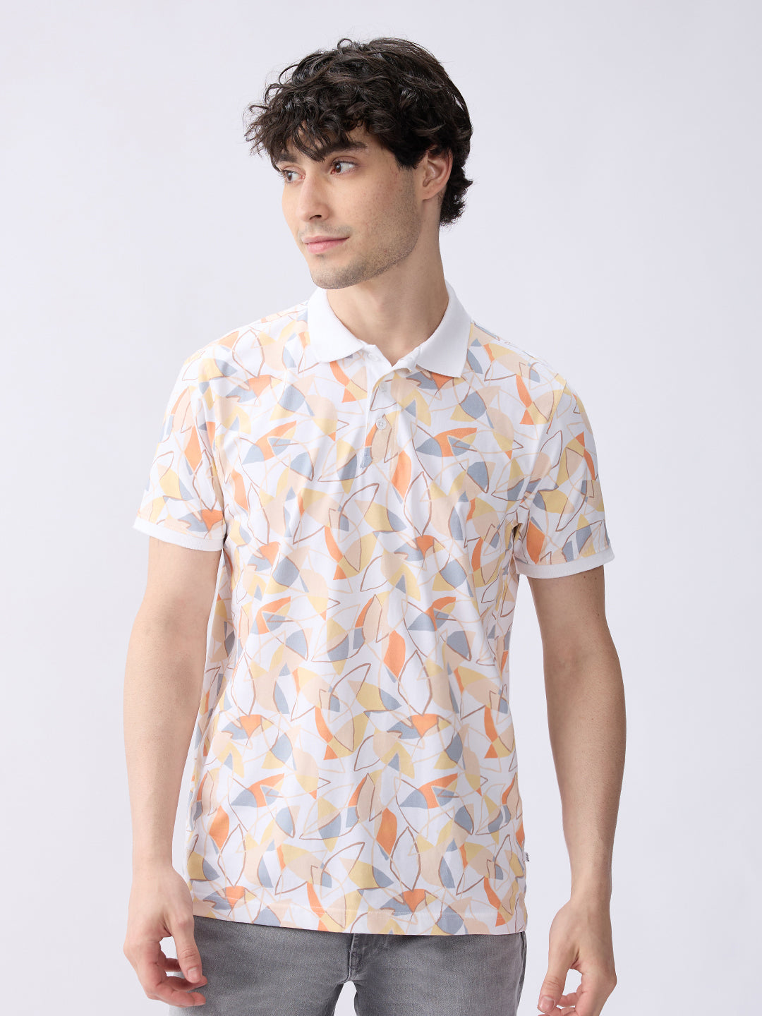 Spykar Vibrant Orange Slim Fit Casual T-Shirts For Men