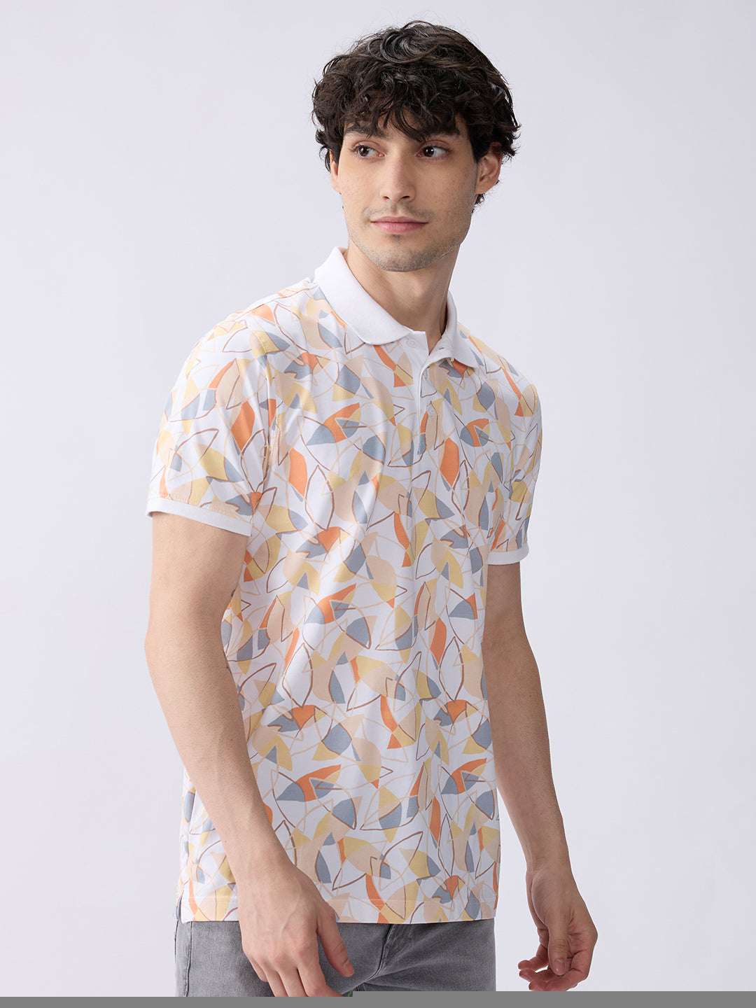 Spykar Vibrant Orange Slim Fit Casual T-Shirts For Men