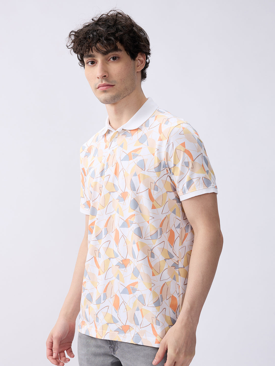 Spykar Vibrant Orange Slim Fit Casual T-Shirts For Men