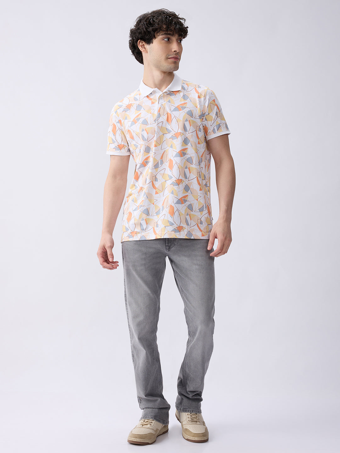 Spykar Vibrant Orange Slim Fit Casual T-Shirts For Men