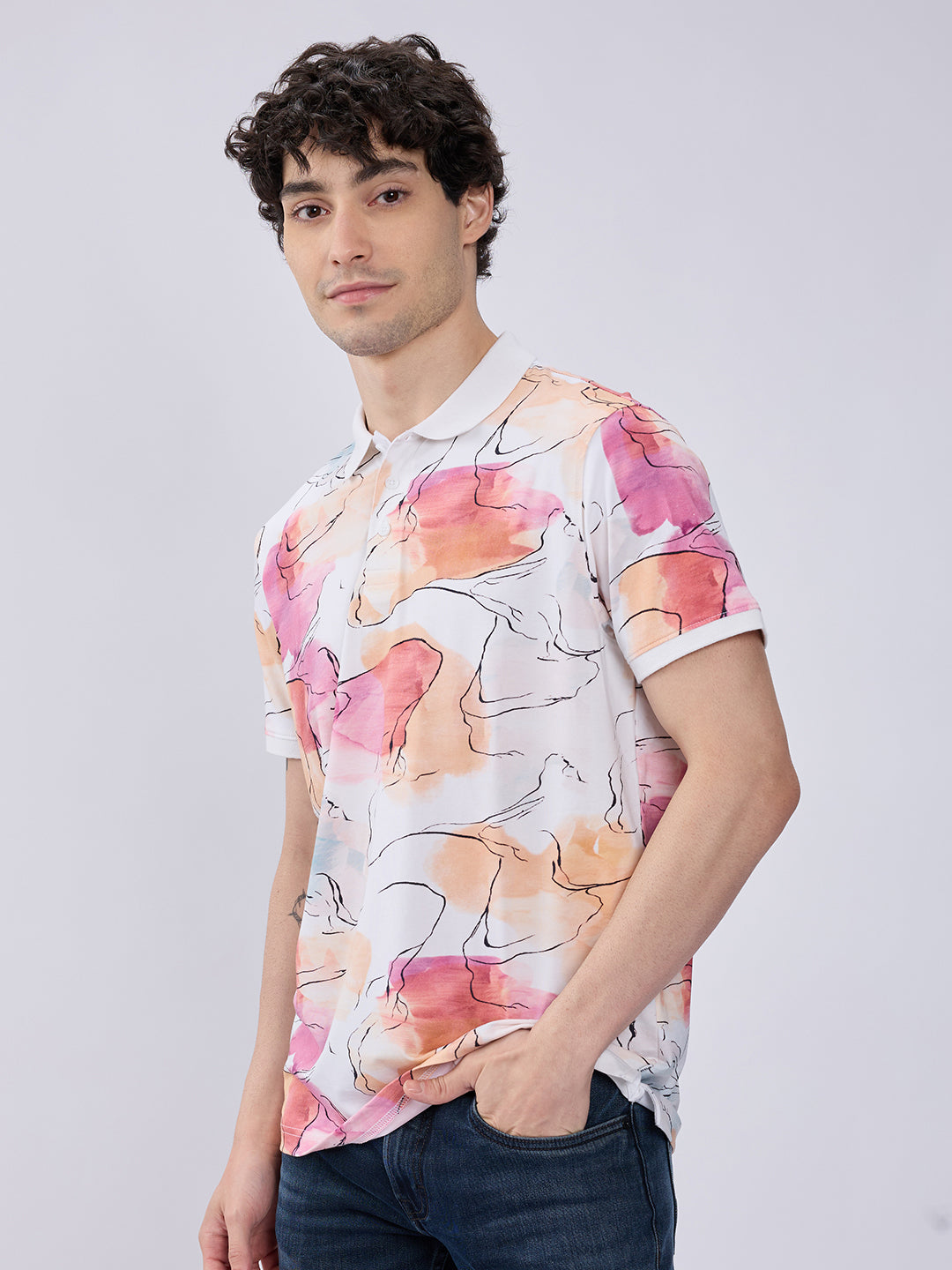 Spykar Blackberry Wine Slim Fit Casual T-Shirts For Men