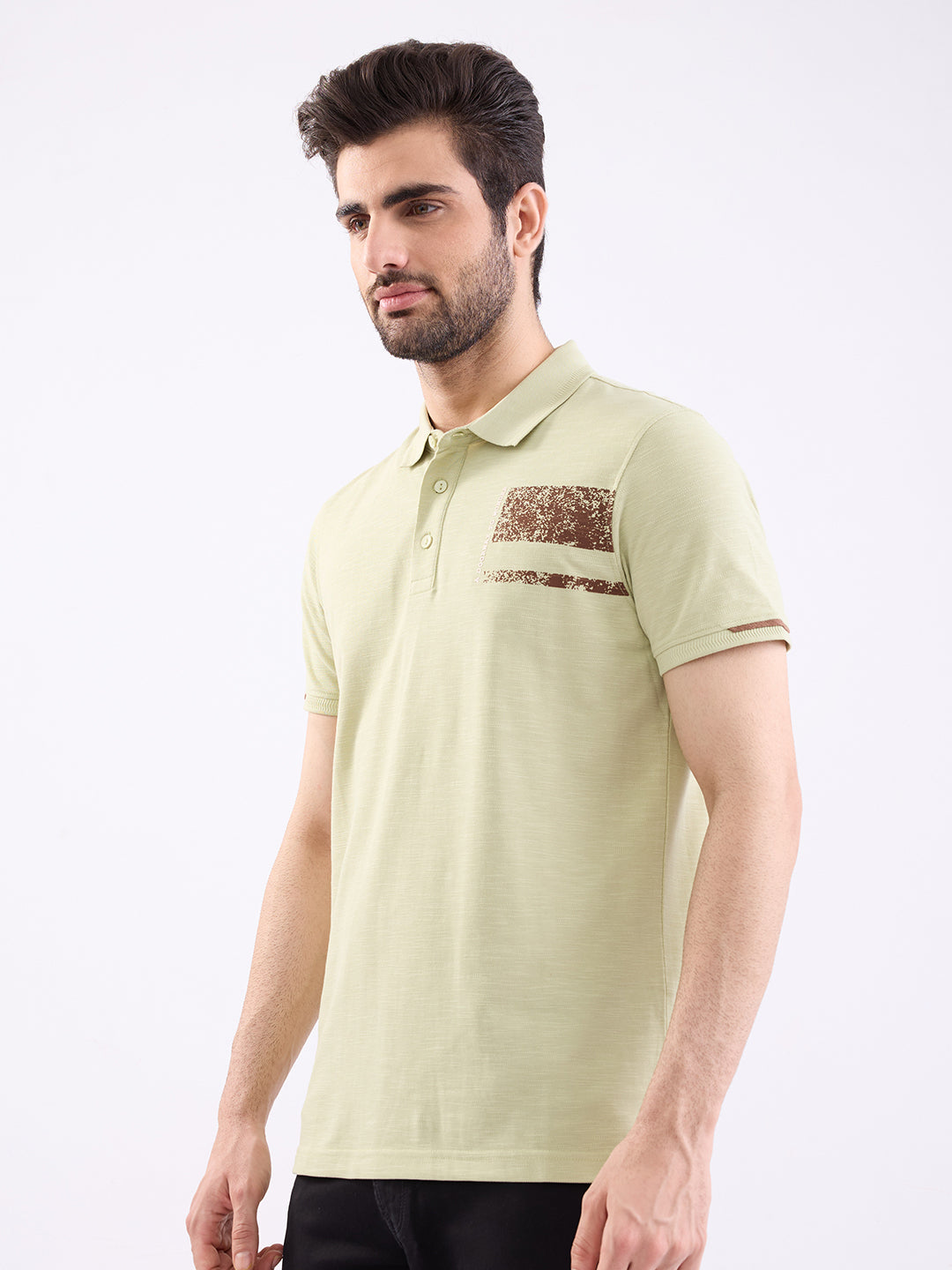 Spykar Lint Green Slim Fit Casual T-Shirt For Men