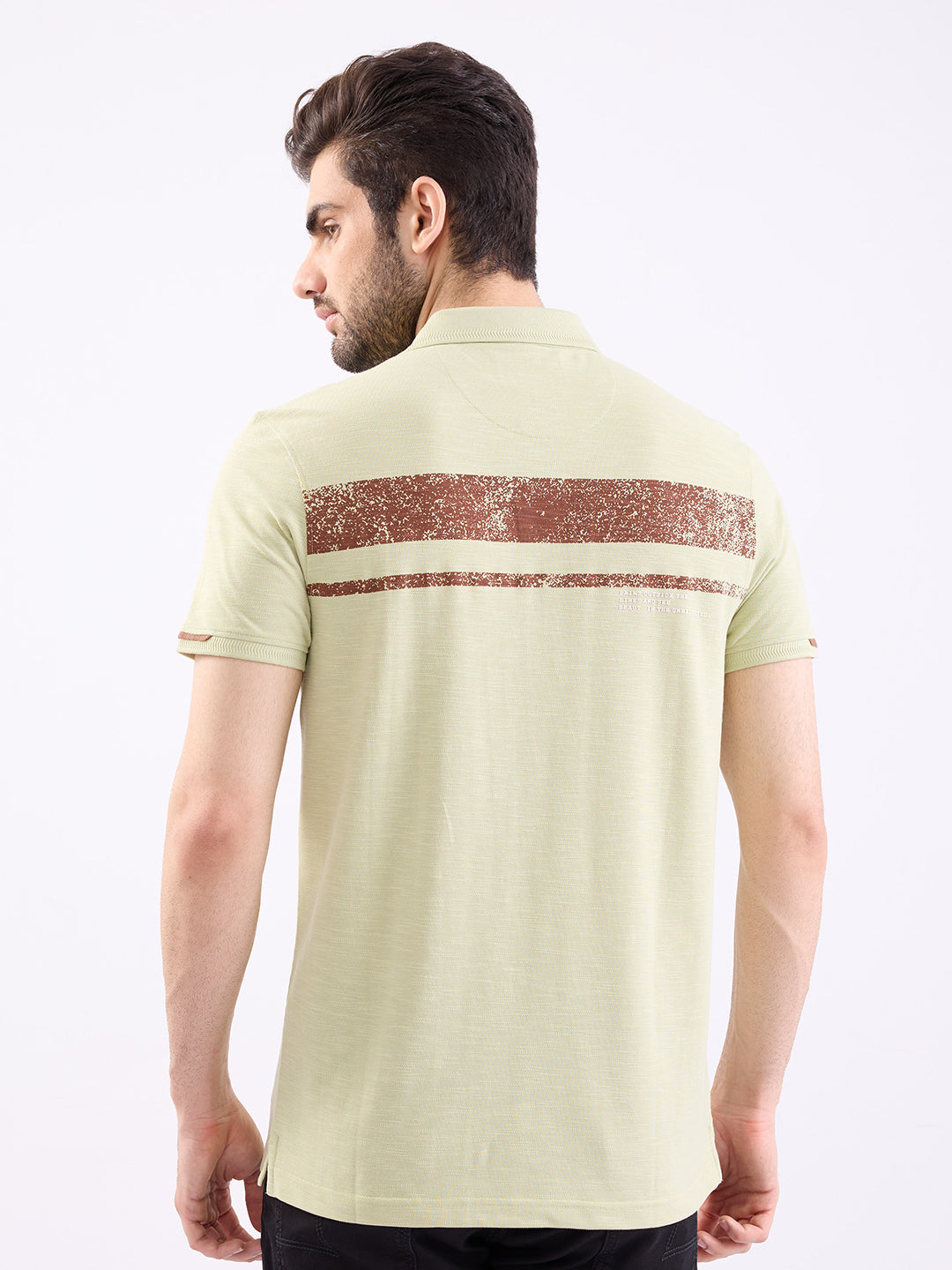 Spykar Lint Green Slim Fit Casual T-Shirt For Men
