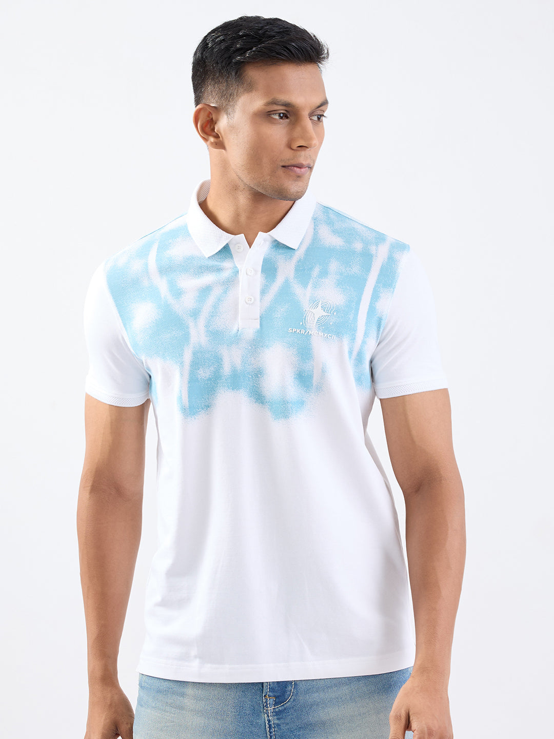 Spykar White Slim Fit Casual T-Shirt For Men