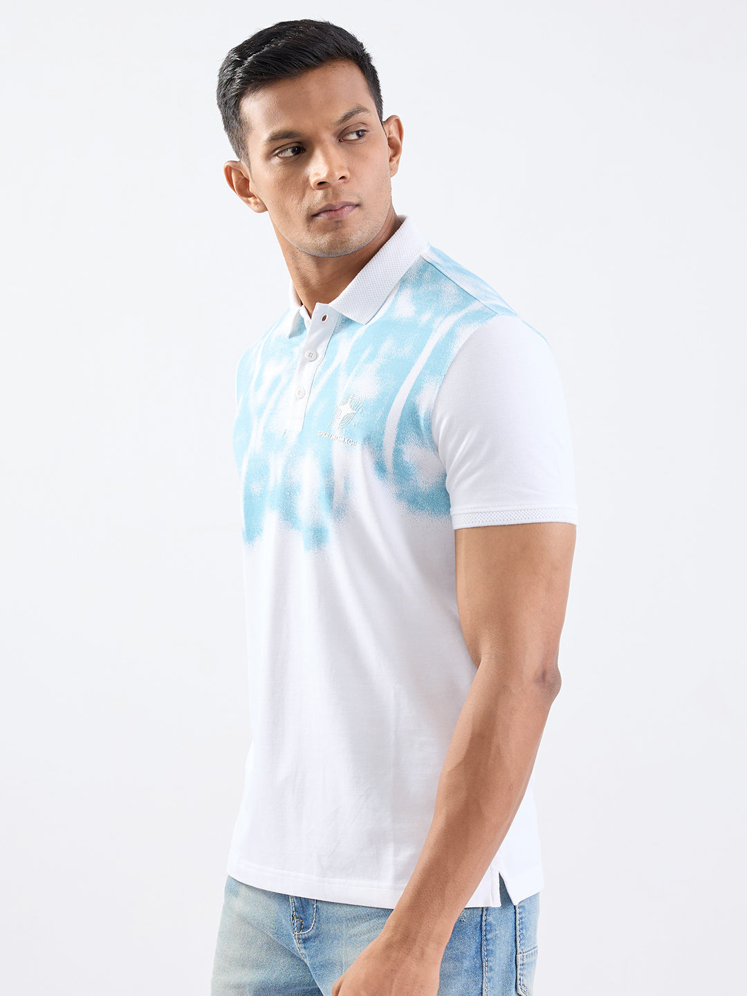 Spykar White Slim Fit Casual T-Shirt For Men