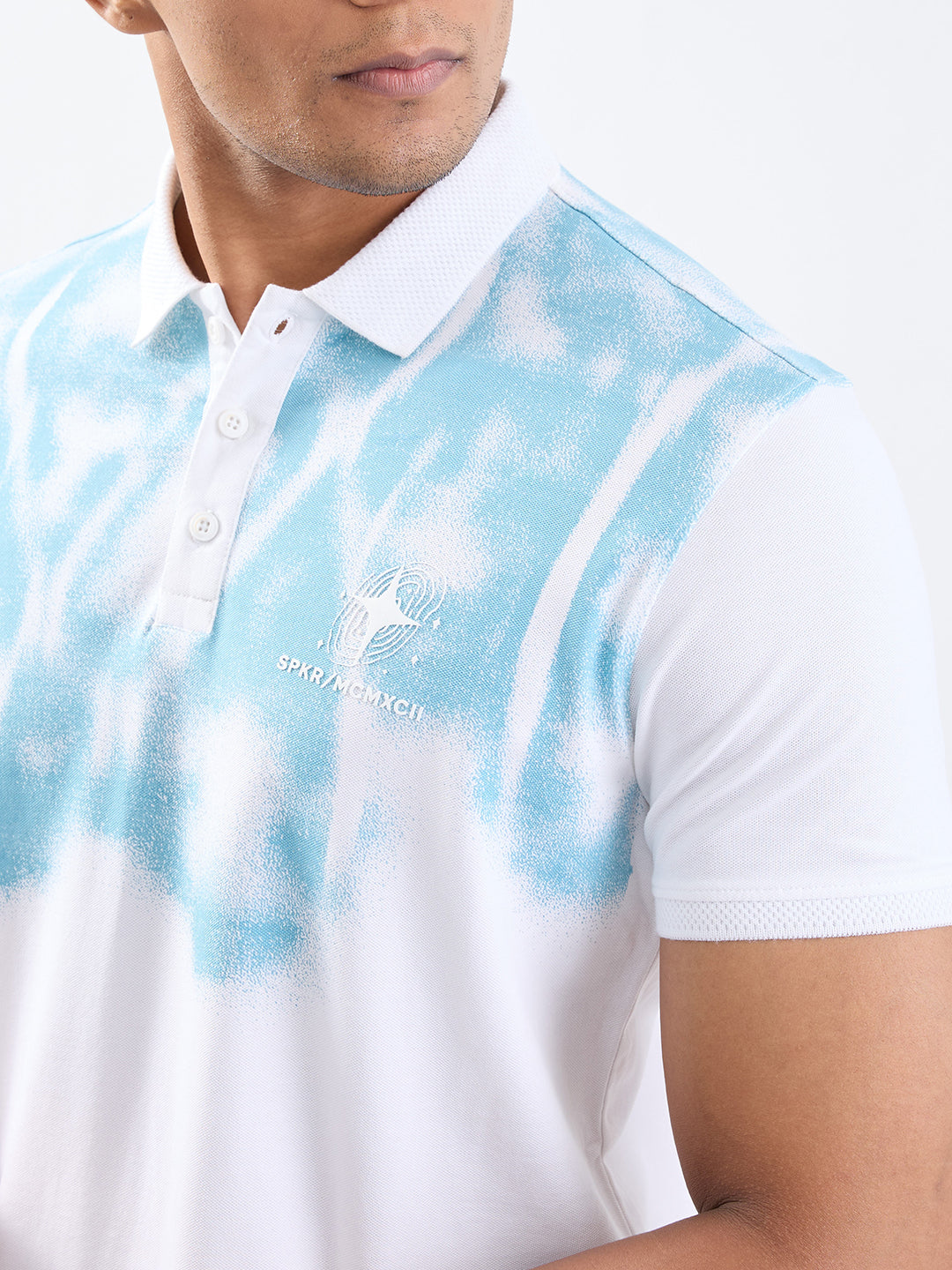 Spykar White Slim Fit Casual T-Shirt For Men
