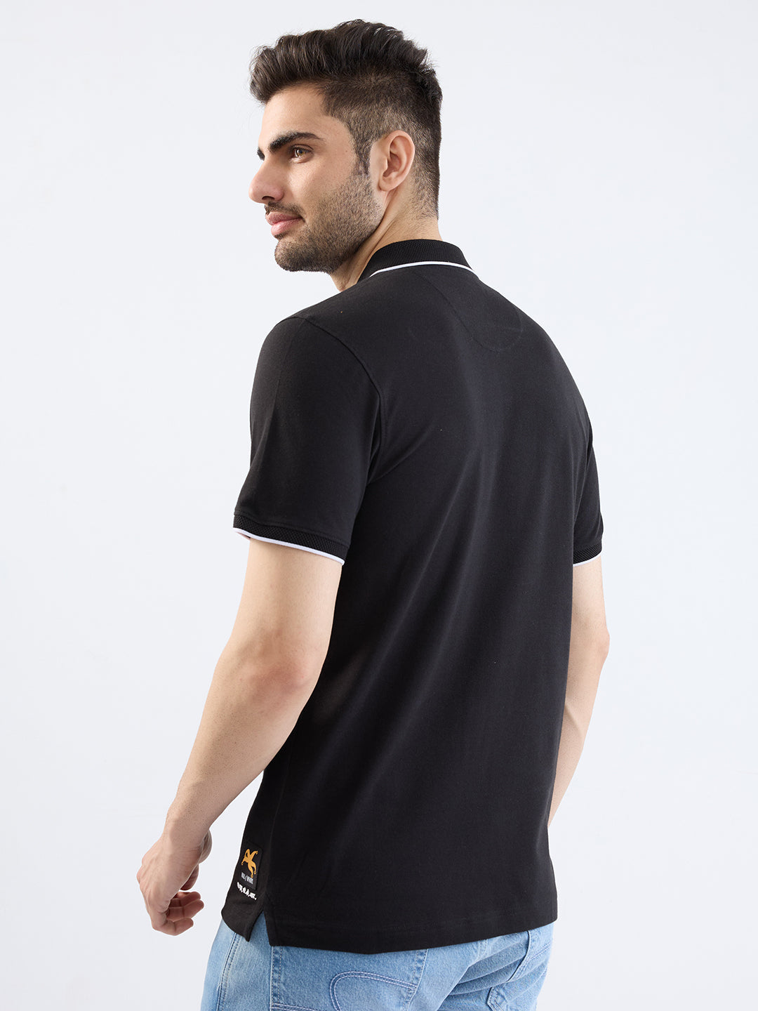 Spykar Black Slim Fit Casual T-Shirt For Men