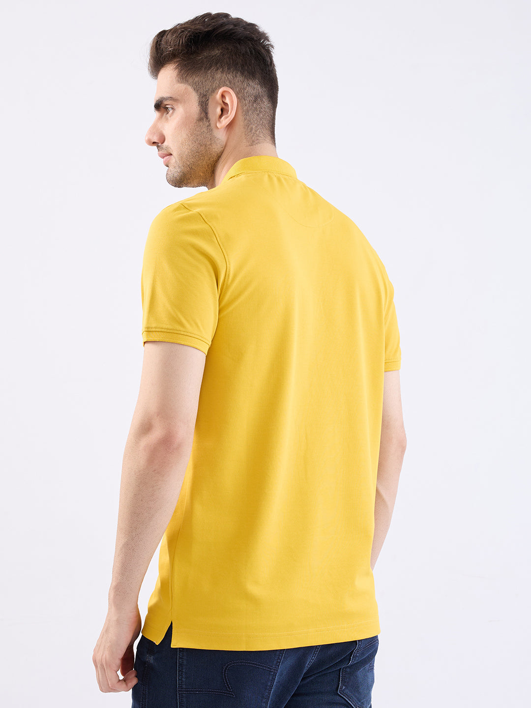 Spykar Sulphur Yellow Slim Fit Casual T-Shirt For Men