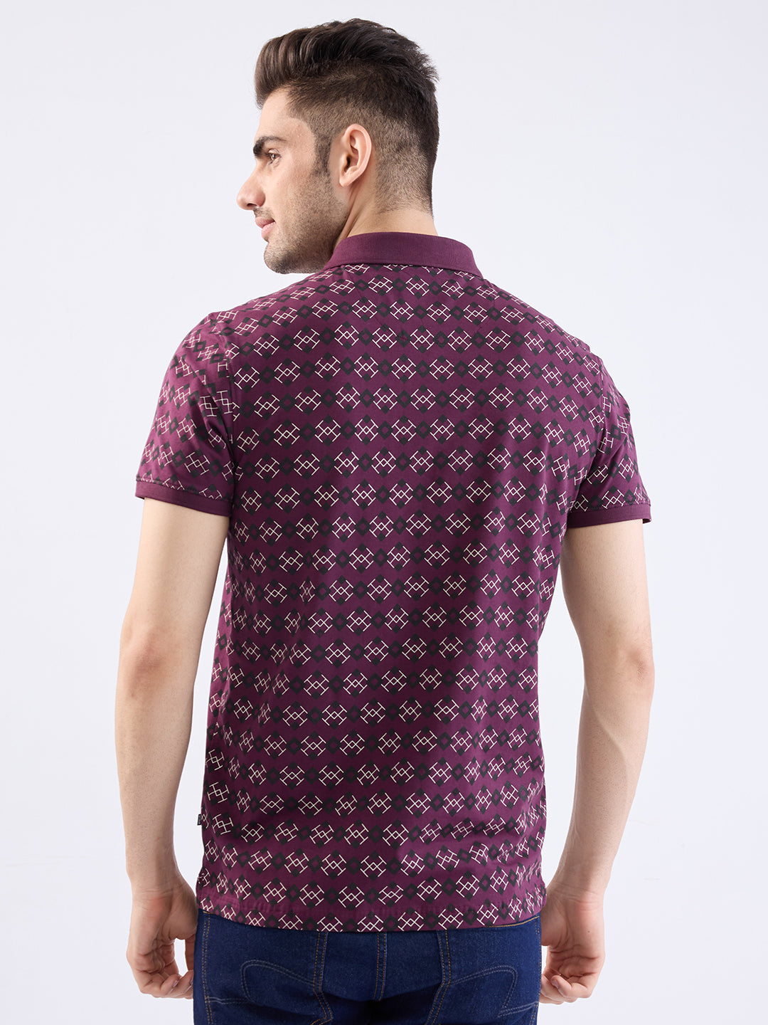 Spykar Plum Red Slim Fit Casual T-Shirt For Men