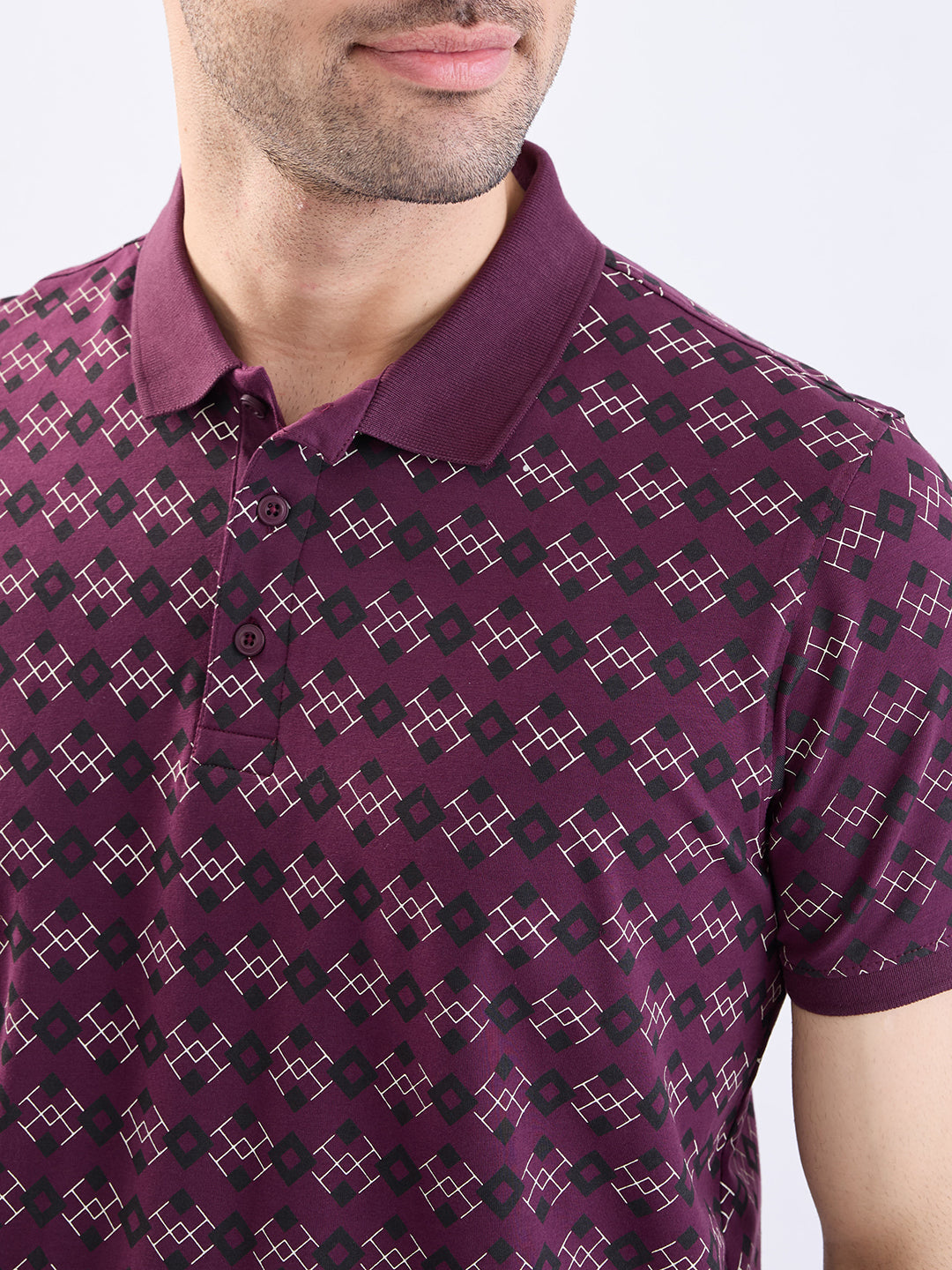 Spykar Plum Red Slim Fit Casual T-Shirt For Men