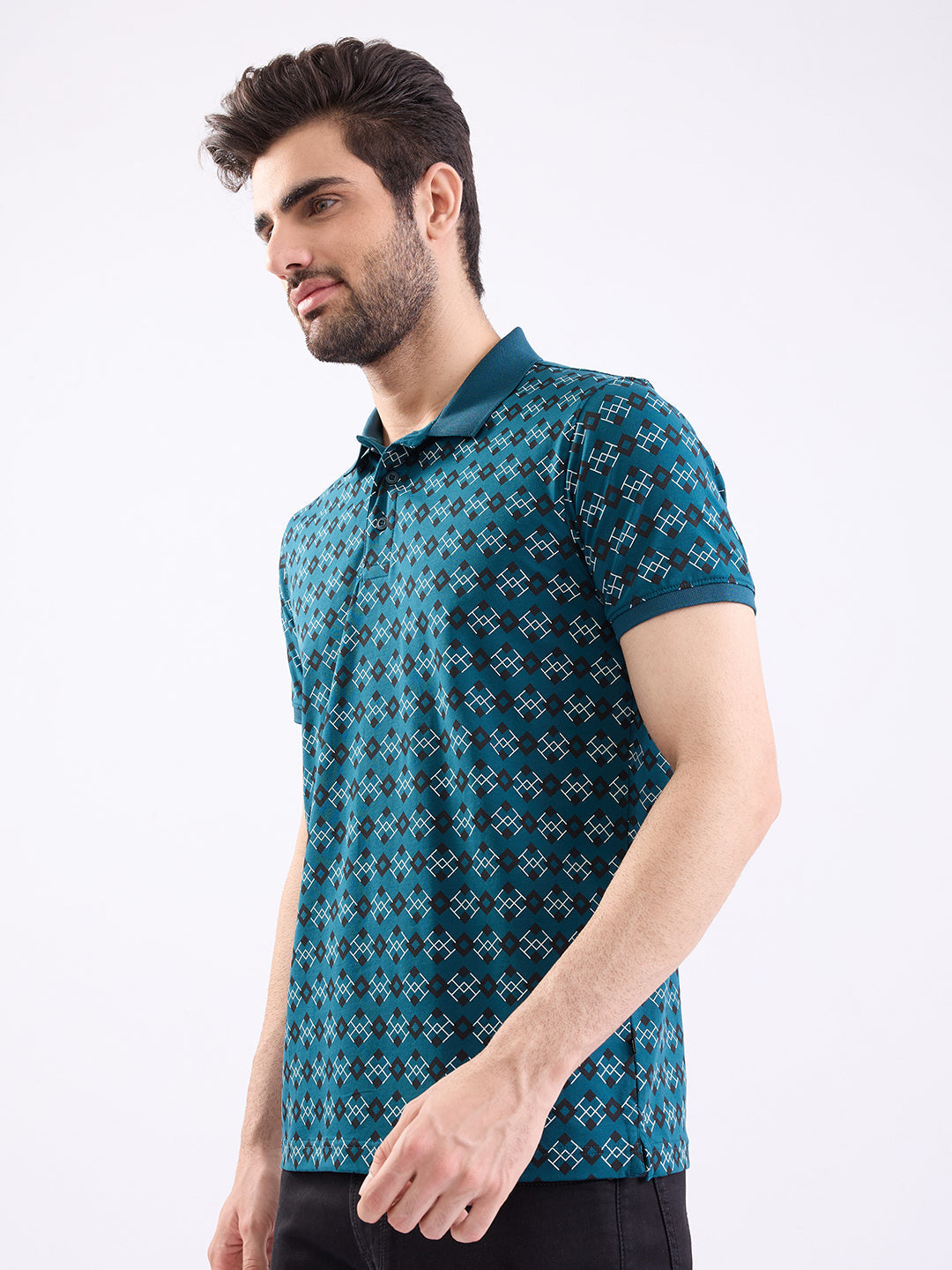 Spykar Teal Green Slim Fit Casual T-Shirt For Men