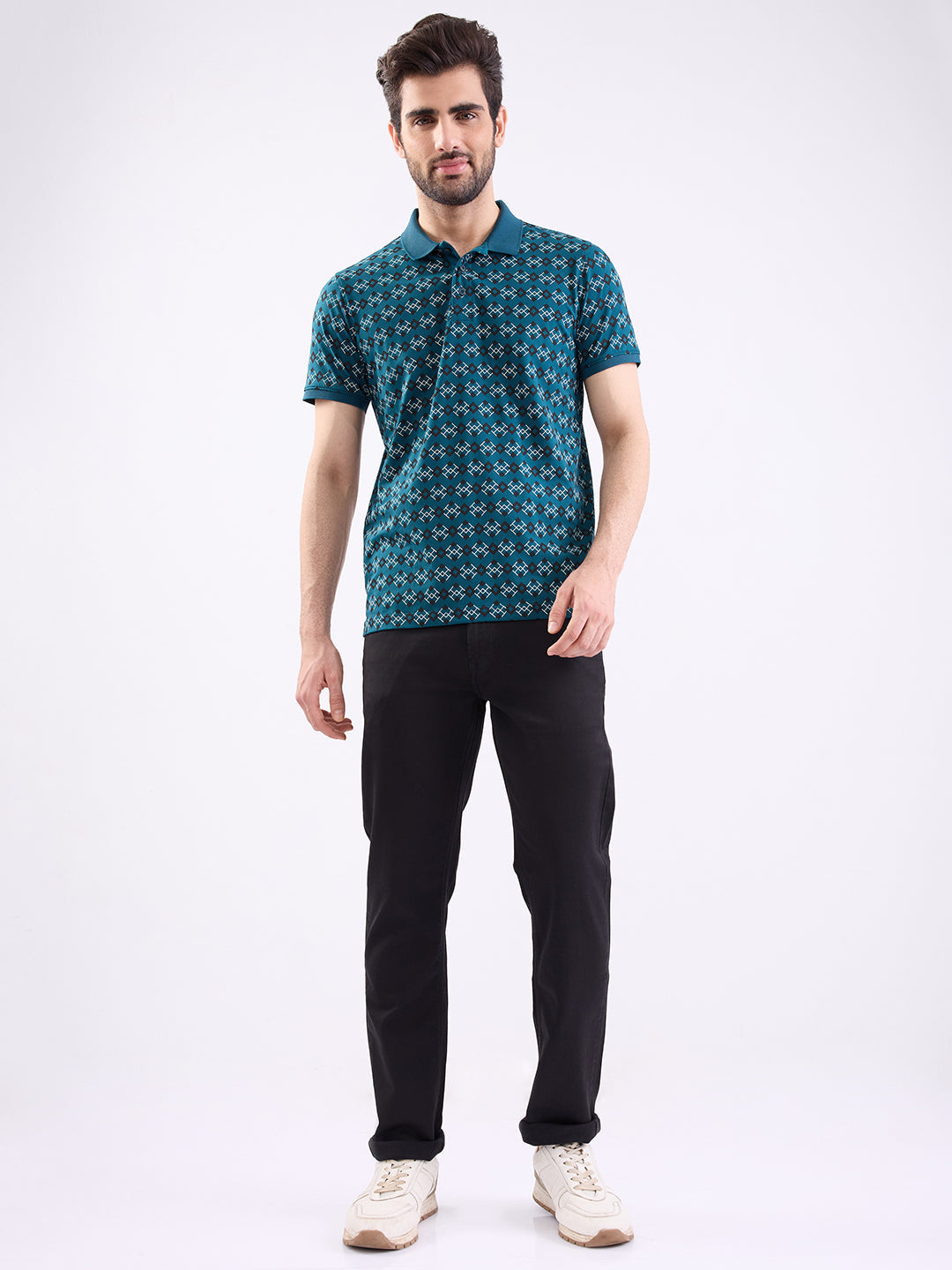 Spykar Teal Green Slim Fit Casual T-Shirt For Men