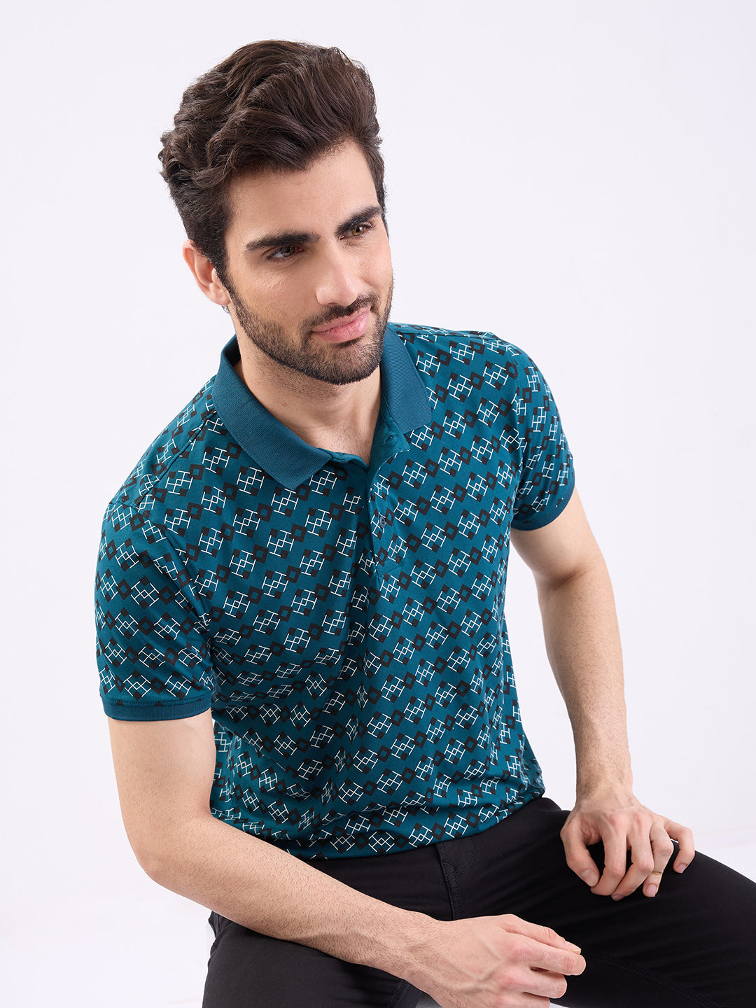 Spykar Teal Green Slim Fit Casual T-Shirt For Men
