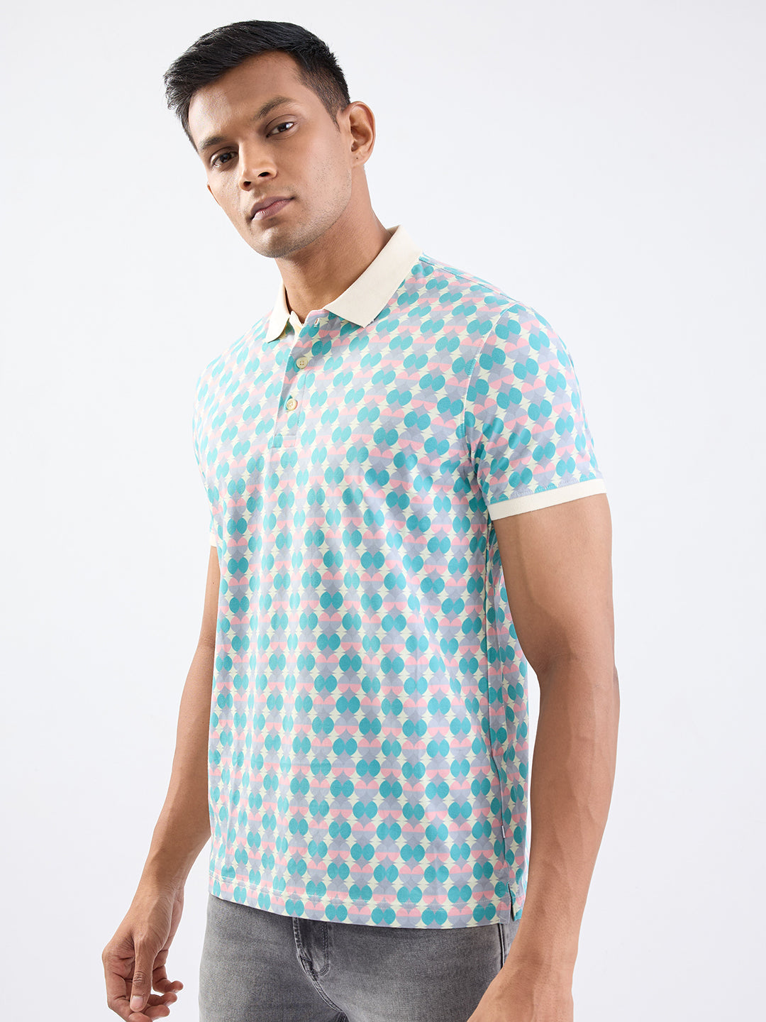 Spykar Aquatic Blue Slim Fit Casual T-Shirt For Men