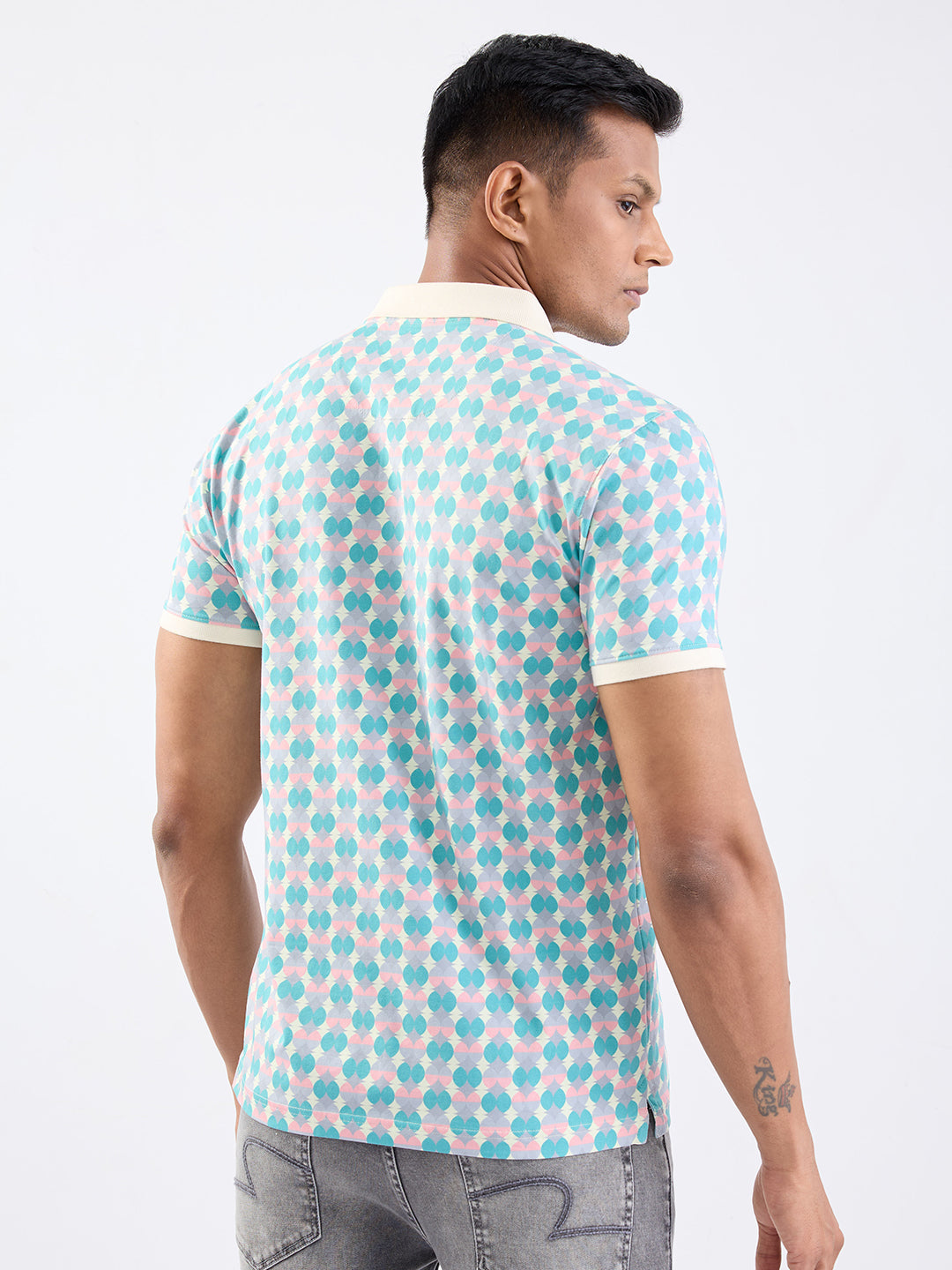Spykar Aquatic Blue Slim Fit Casual T-Shirt For Men