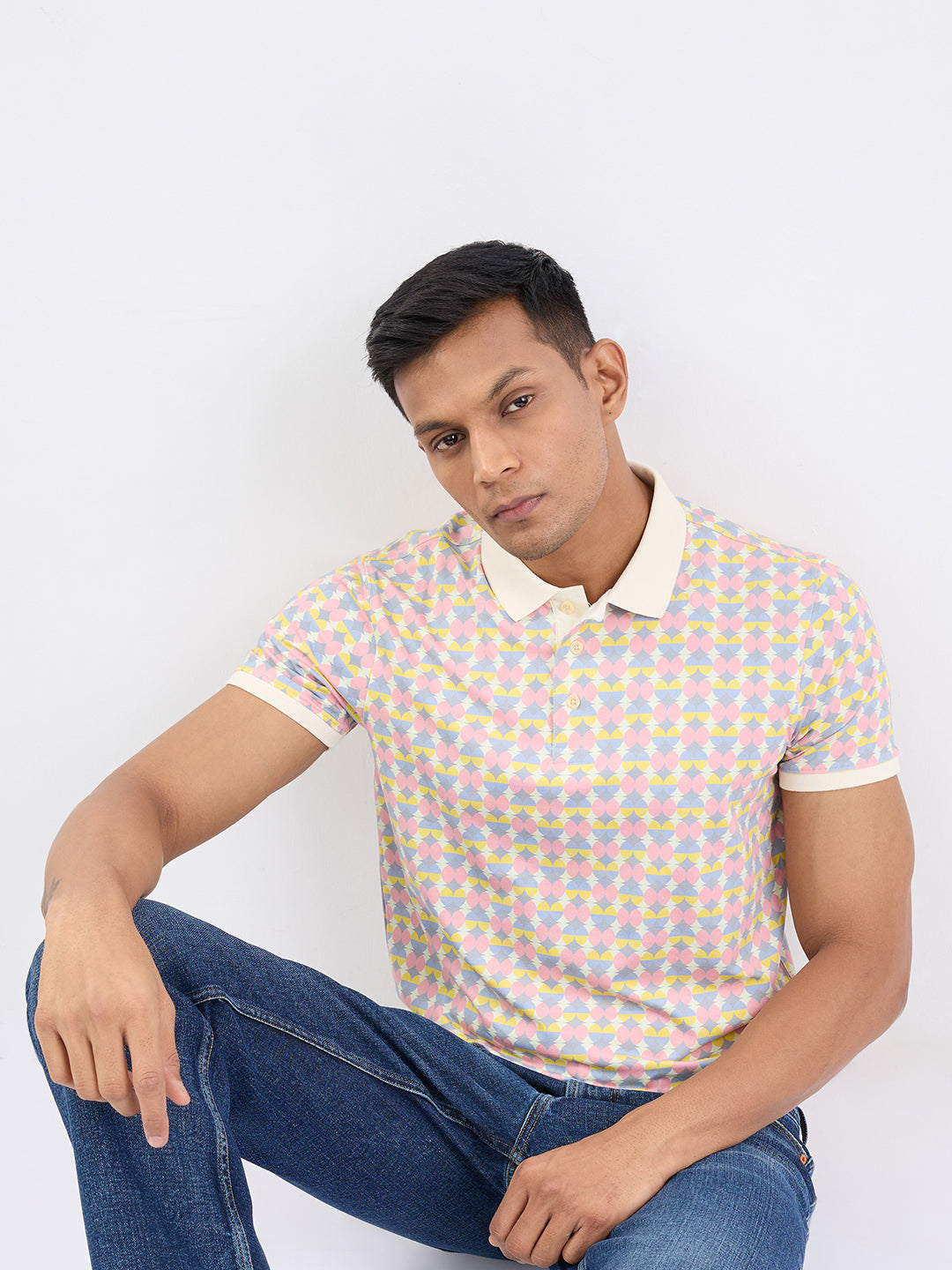 Men T-Shirt Pink Slim Fit