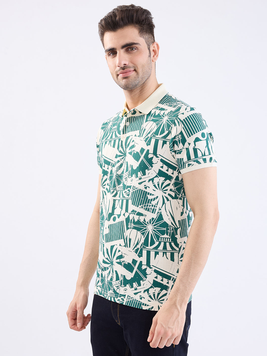Spykar Off White Slim Fit Casual T-Shirt For Men
