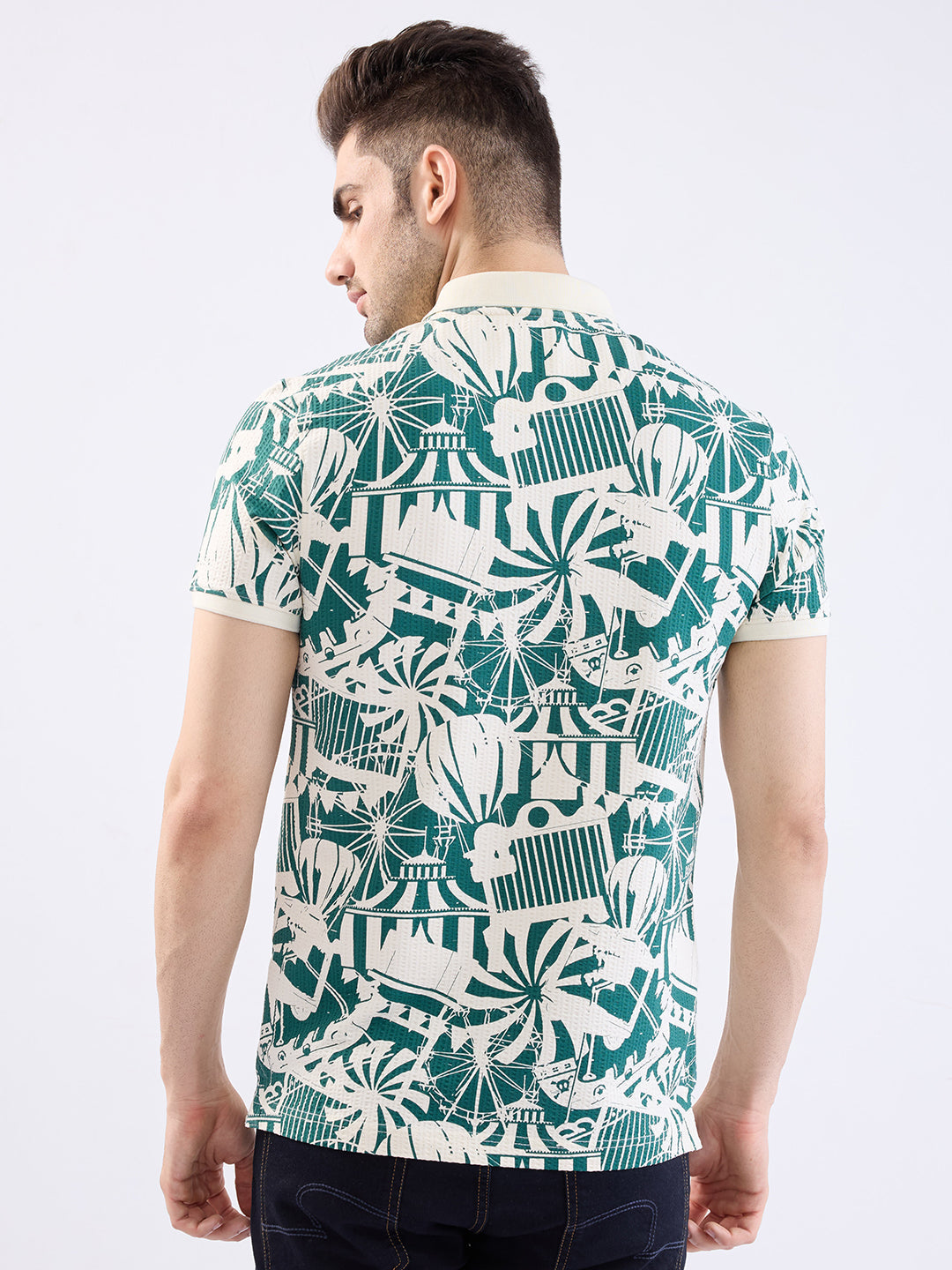 Spykar Off White Slim Fit Casual T-Shirt For Men