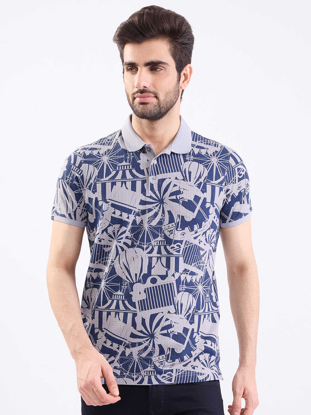 Men T-Shirt Grey Slim Fit