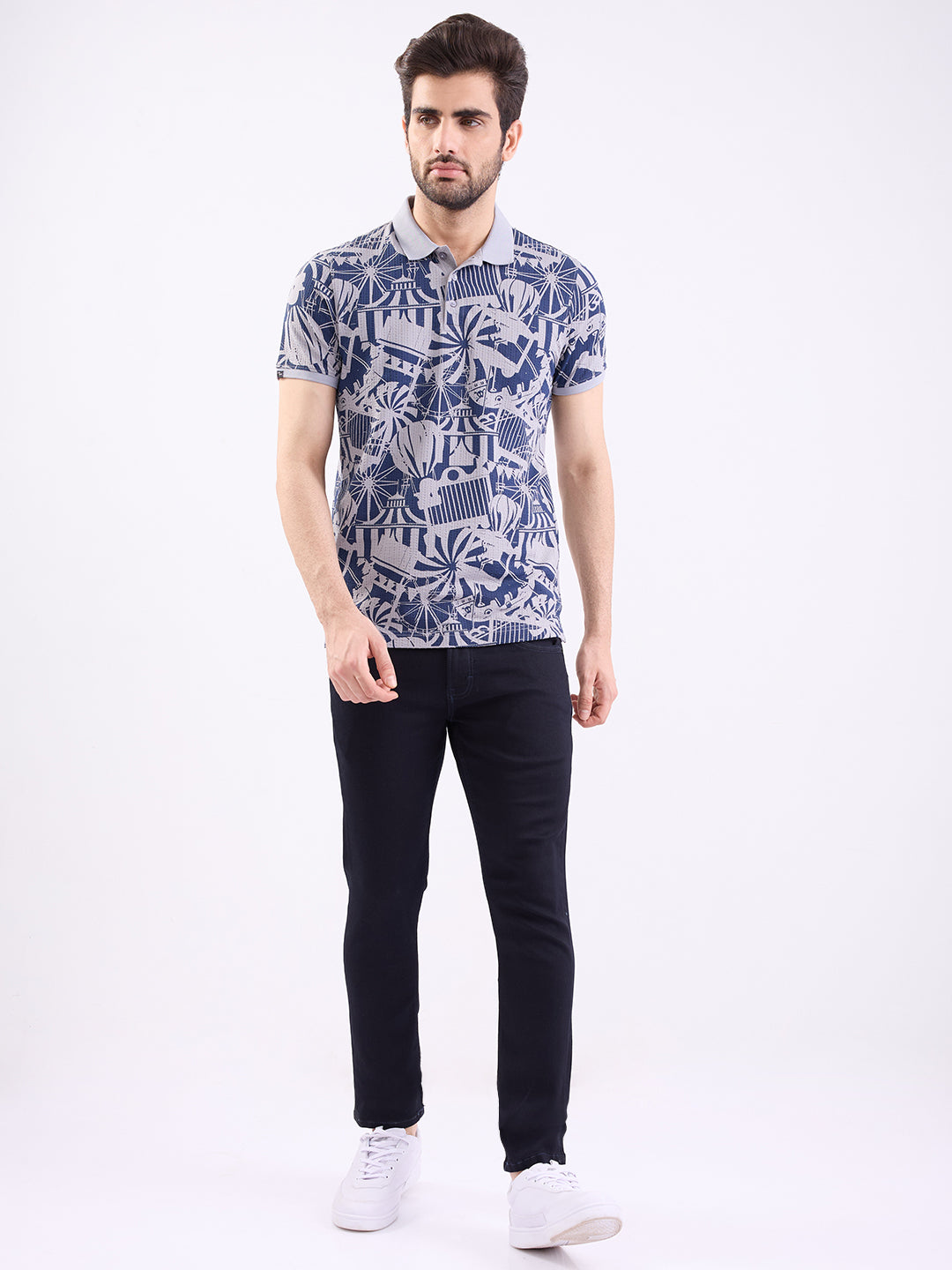 Men T-Shirt Grey Slim Fit