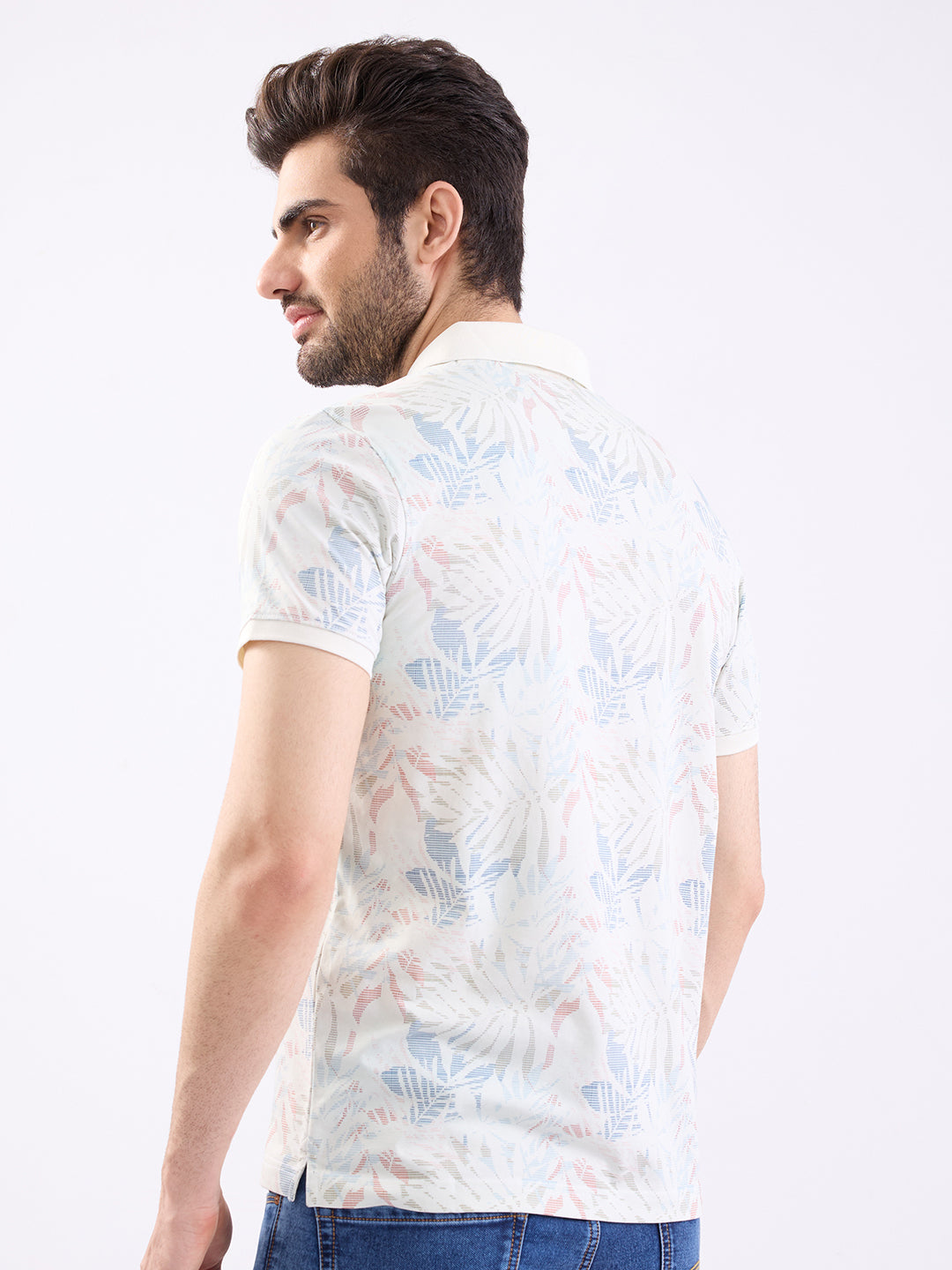 Spykar Off White Slim Fit Casual T-Shirt For Men