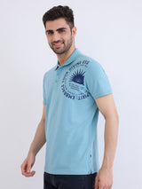 Men T-Shirt Blue Slim Fit
