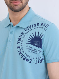Men T-Shirt Blue Slim Fit