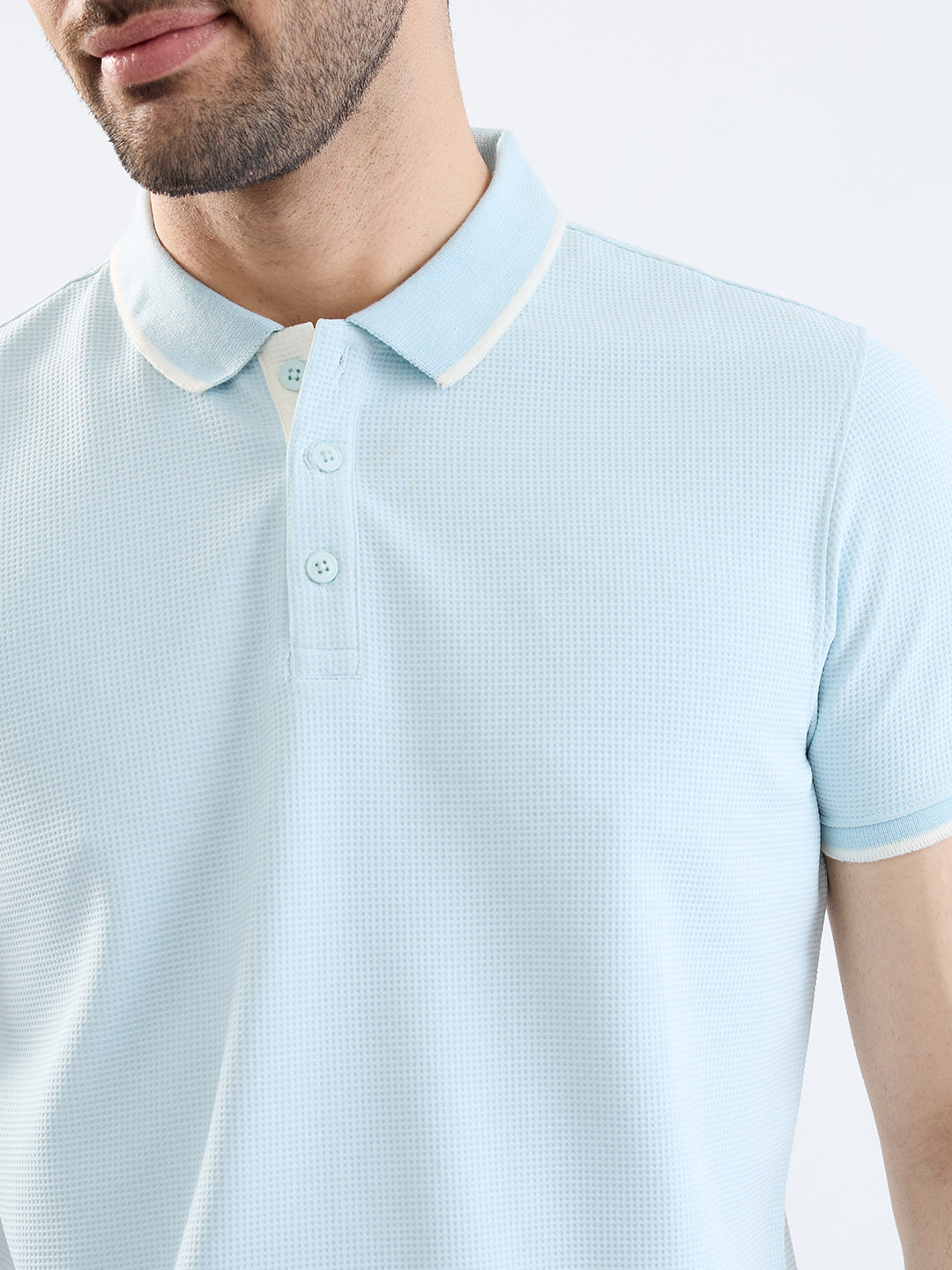 Spykar Soft Blue Slim Fit Casual T-Shirt For Men