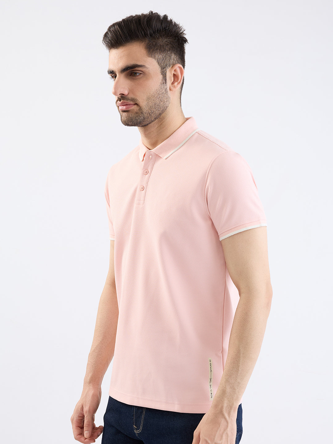 Spykar Soft Pink Slim Fit Casual T-Shirt For Men