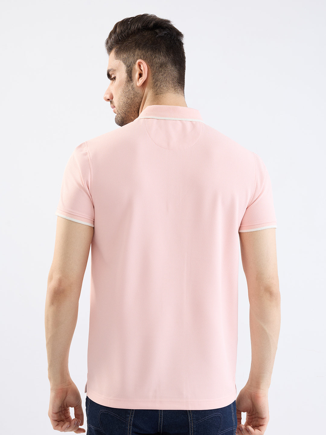 Spykar Soft Pink Slim Fit Casual T-Shirt For Men