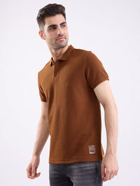 Men T-Shirt Brown Slim Fit