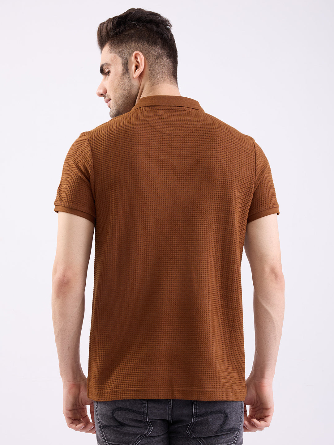 Spykar Bison Brown Slim Fit Casual T-Shirt For Men