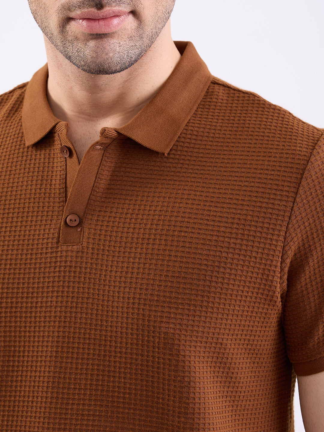 Spykar Bison Brown Slim Fit Casual T-Shirt For Men