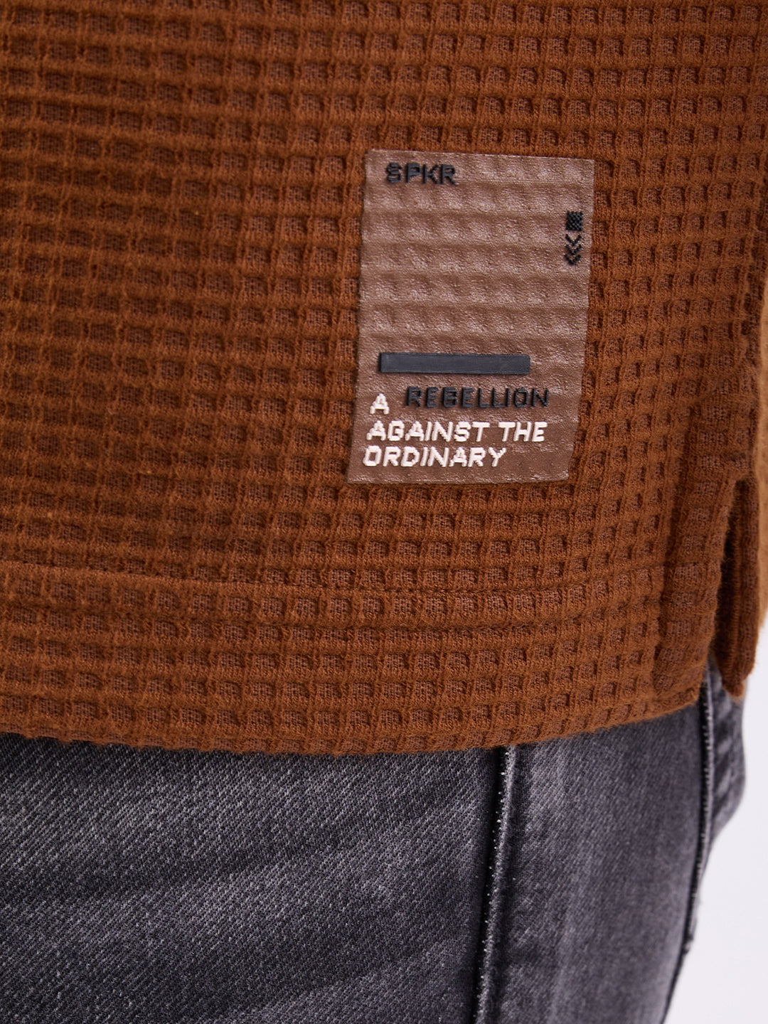 Spykar Bison Brown Slim Fit Casual T-Shirt For Men