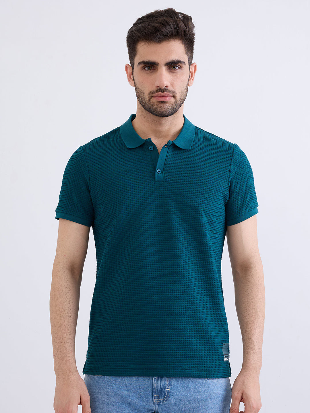 Spykar Teal Green Slim Fit Casual T-Shirt For Men