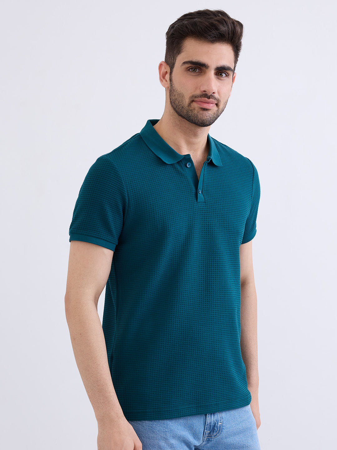 Spykar Teal Green Slim Fit Casual T-Shirt For Men