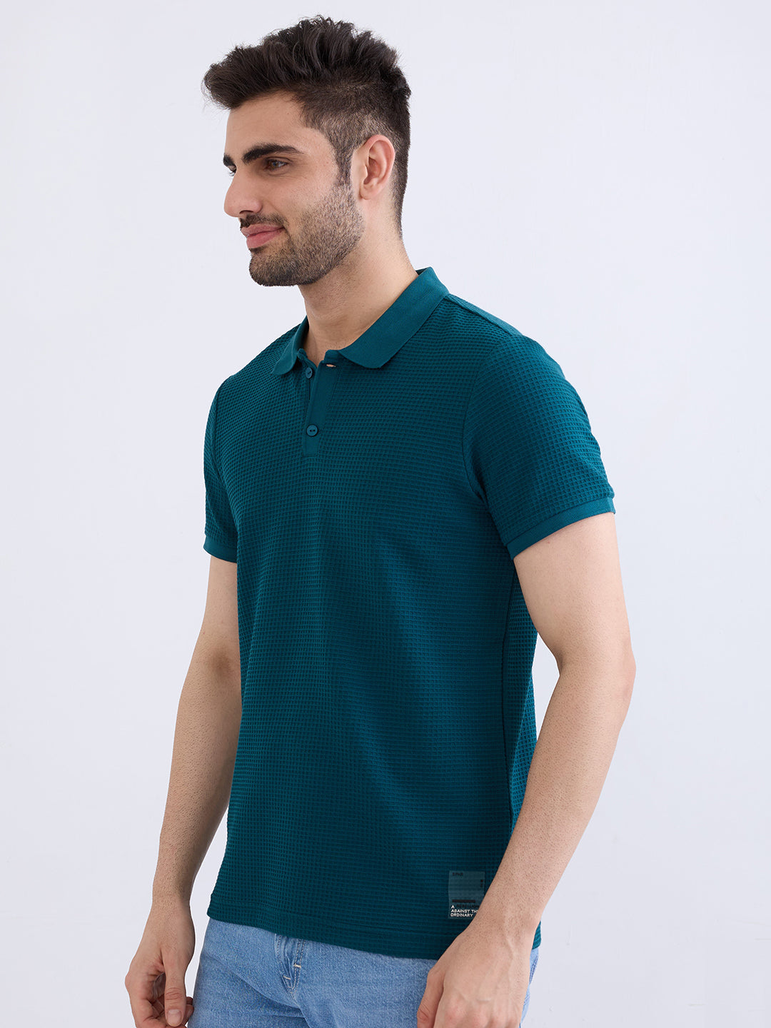 Spykar Teal Green Slim Fit Casual T-Shirt For Men