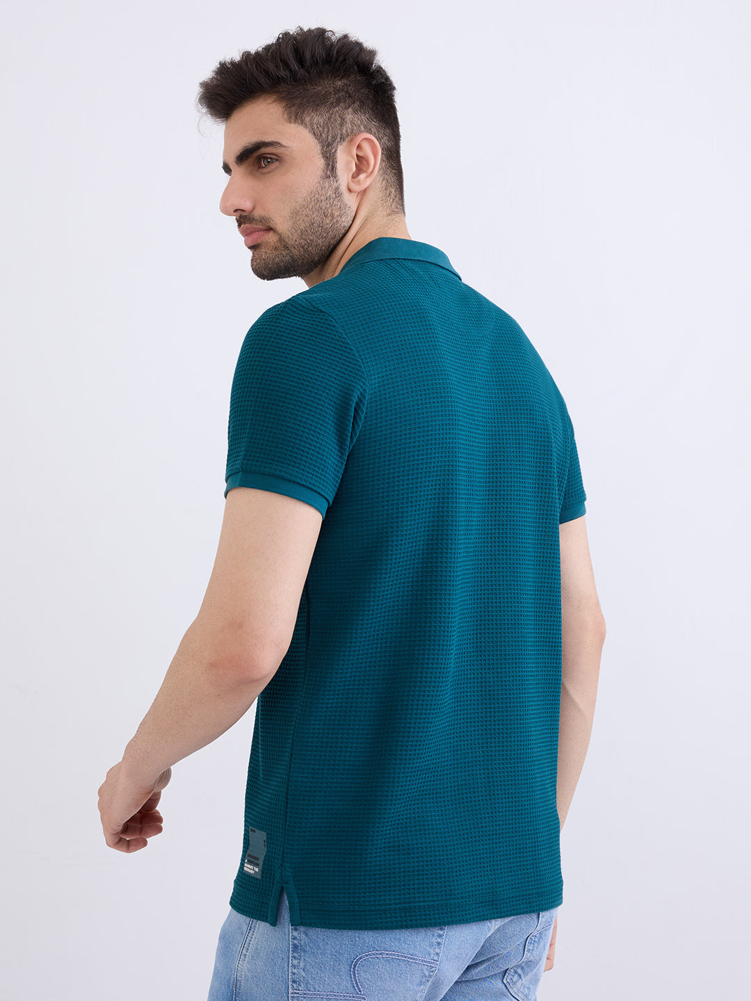 Spykar Teal Green Slim Fit Casual T-Shirt For Men