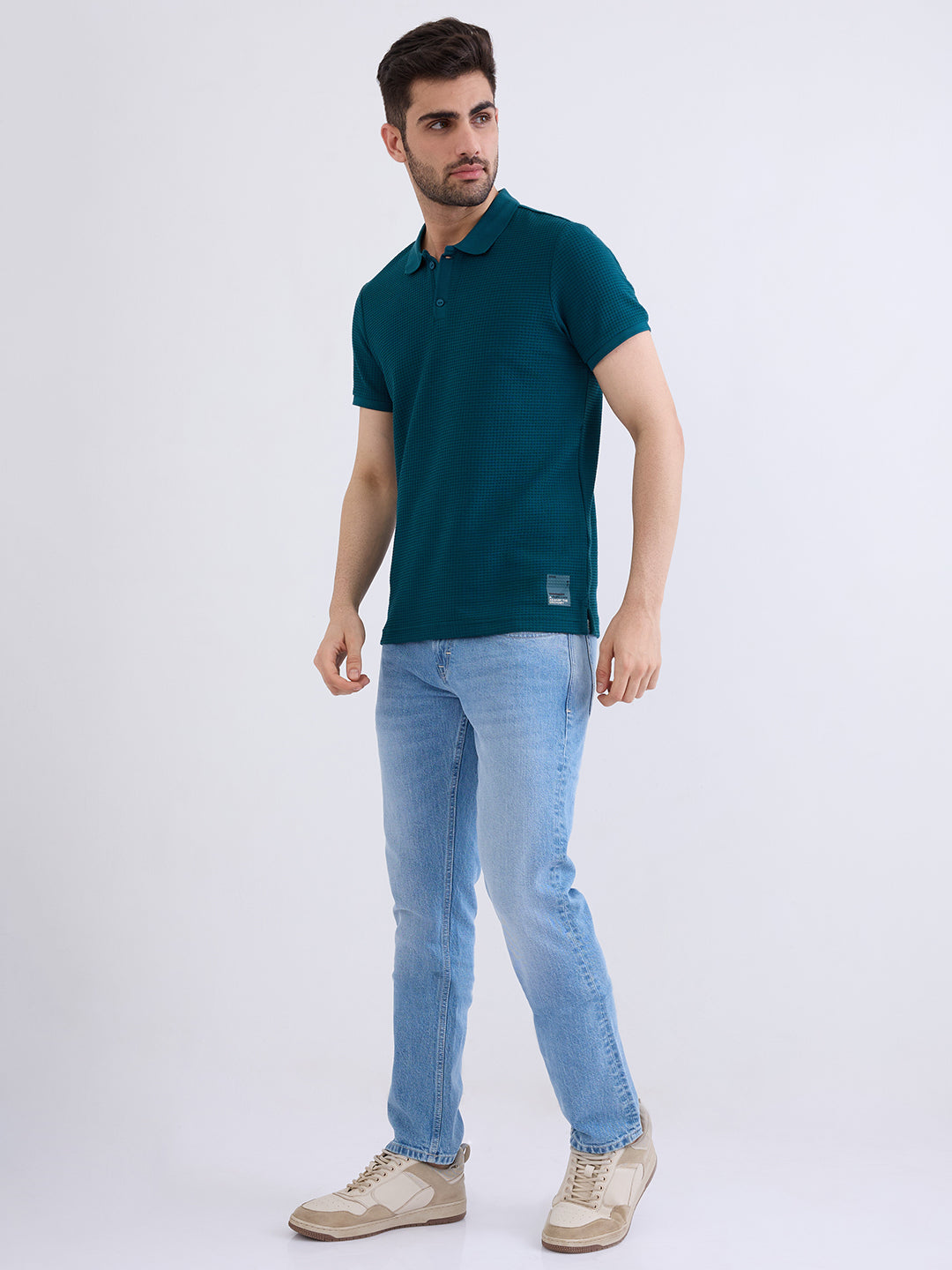 Spykar Teal Green Slim Fit Casual T-Shirt For Men