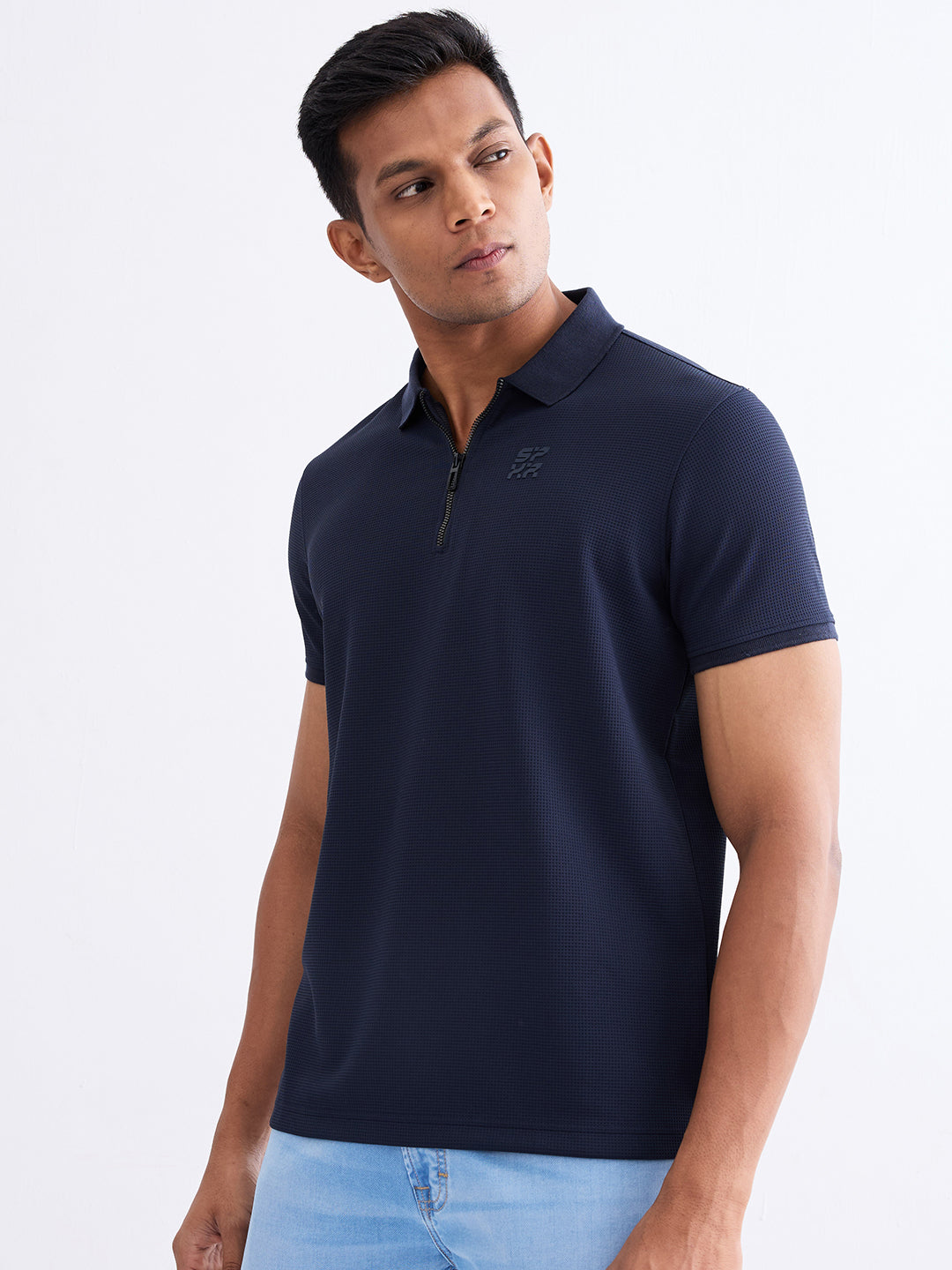 Spykar Navy Blue Slim Fit Casual T-Shirt For Men