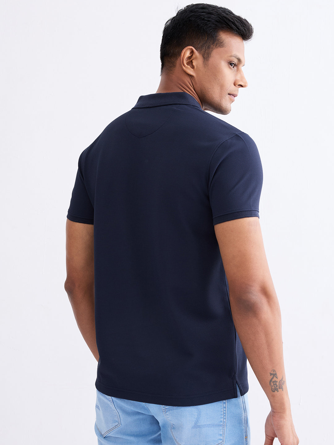 Spykar Navy Blue Slim Fit Casual T-Shirt For Men