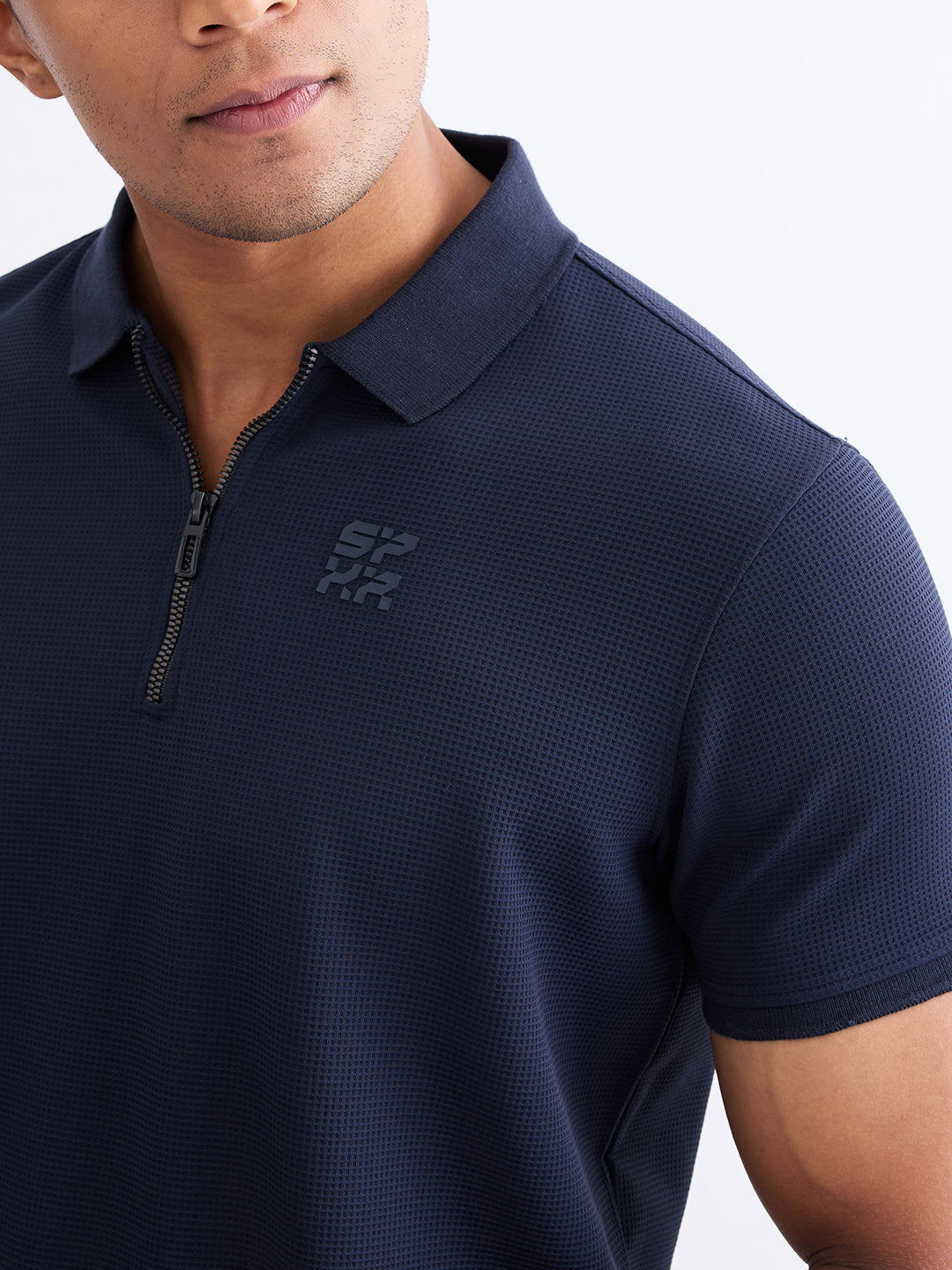 Spykar Navy Blue Slim Fit Casual T-Shirt For Men