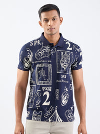Men T-Shirt Blue Slim Fit