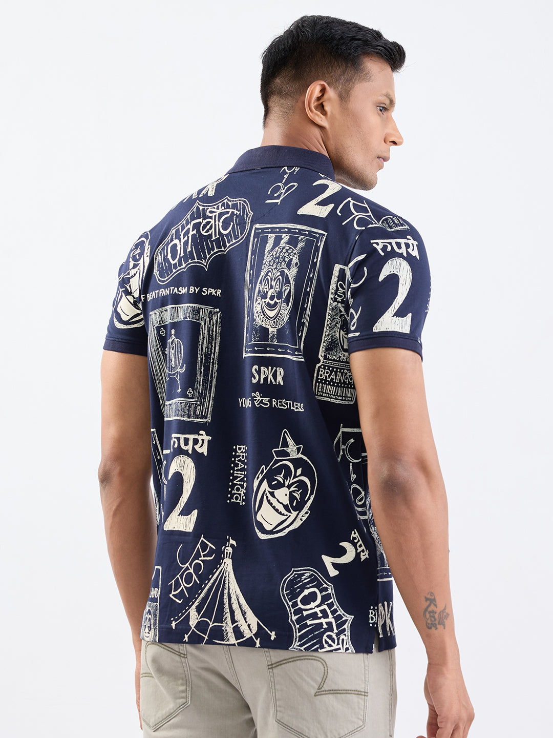 Spykar Navy Blue Slim Fit Casual T-Shirt For Men