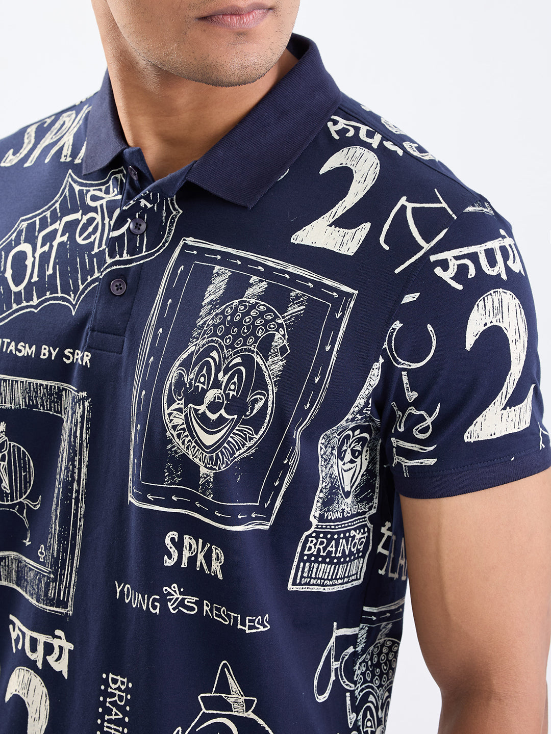 Spykar Navy Blue Slim Fit Casual T-Shirt For Men