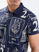 Men T-Shirt Blue Slim Fit