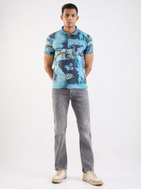 Men T-Shirt Blue Slim Fit