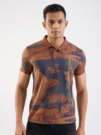Men T-Shirt Brown Slim Fit